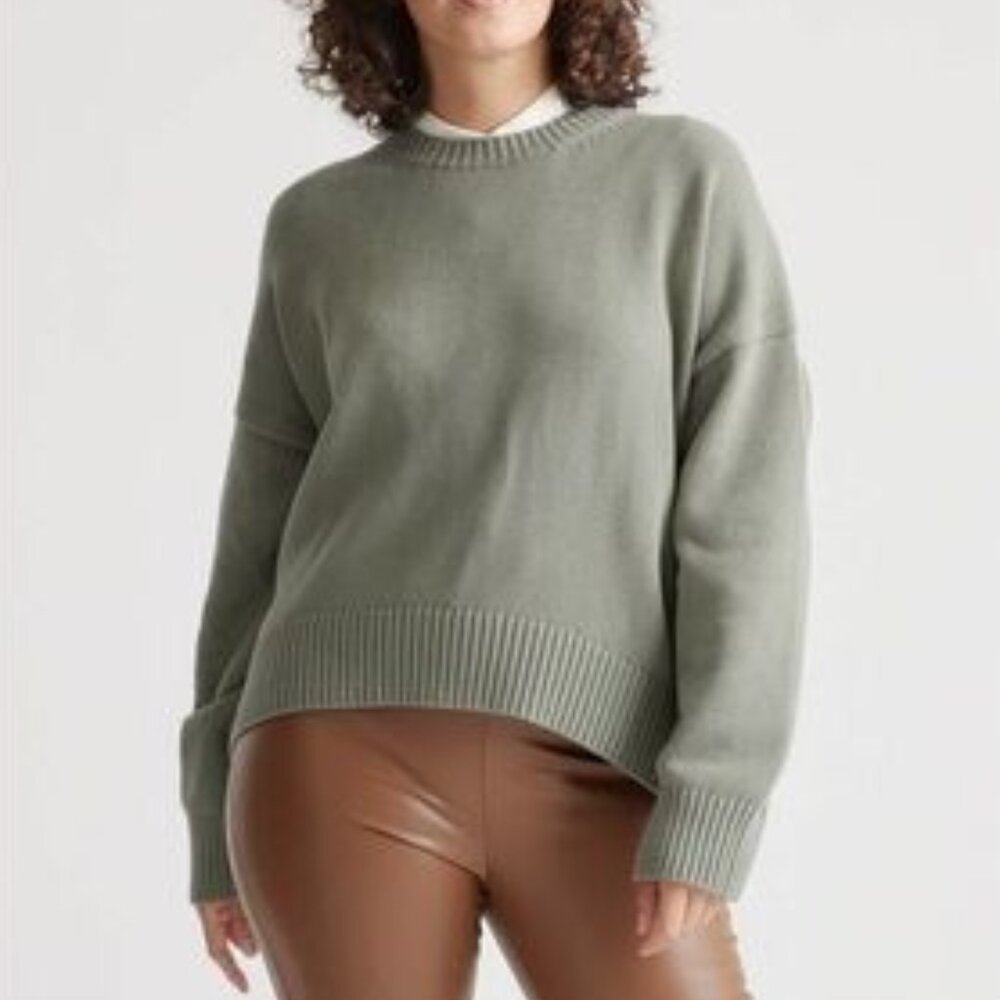 Quince Women's 100% Organic Cotton Boyfriend Crew Sweater Agave XS